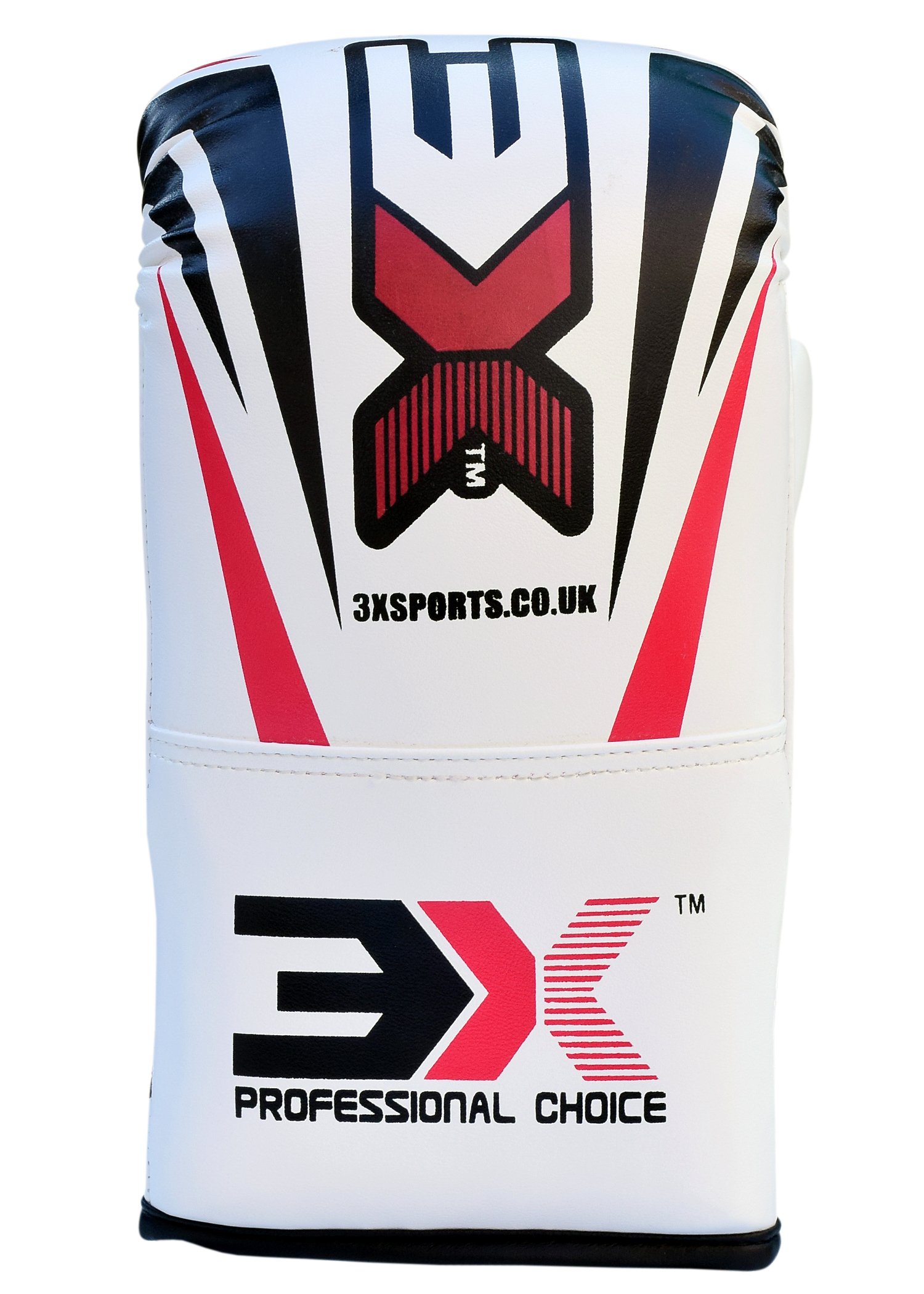 3X Professional Choice Bag Gloves for Heavy Punching Training, Maya Synthetic Leather Punch Mitts for Boxing, Sparring, Kickboxing, Martial Arts, MMA, Ideal for Focus Pads, Thai pad, (White)