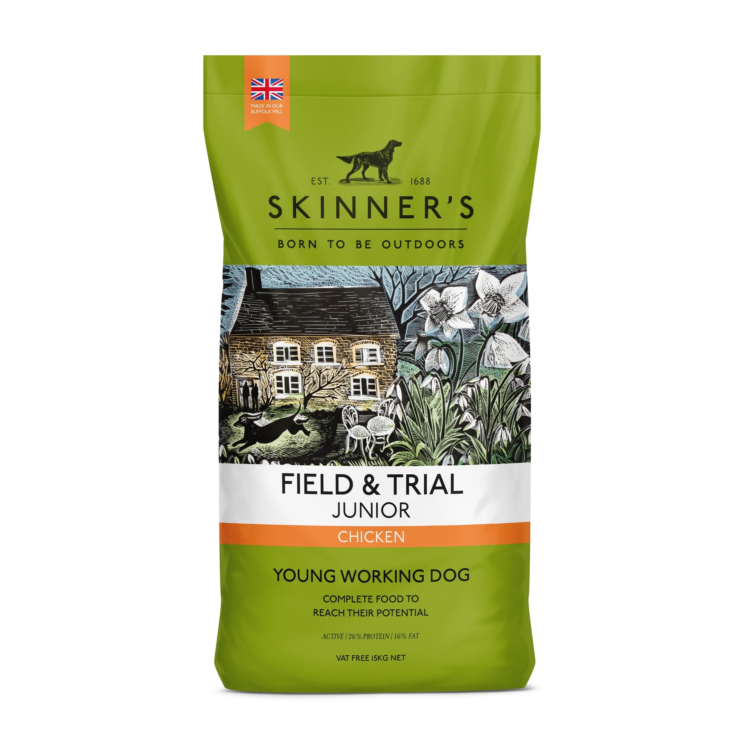 Skinner’s Field & Trial Junior – Complete Dry Food for Young Dogs, Balanced, Supports Gut Health, 15kg