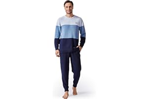 DAVID ARCHY Mens Pajamas Set Ultra-Soft Fleece Pajamas Warm Sleepwear Long Sleeve Lounge Set with Pockets