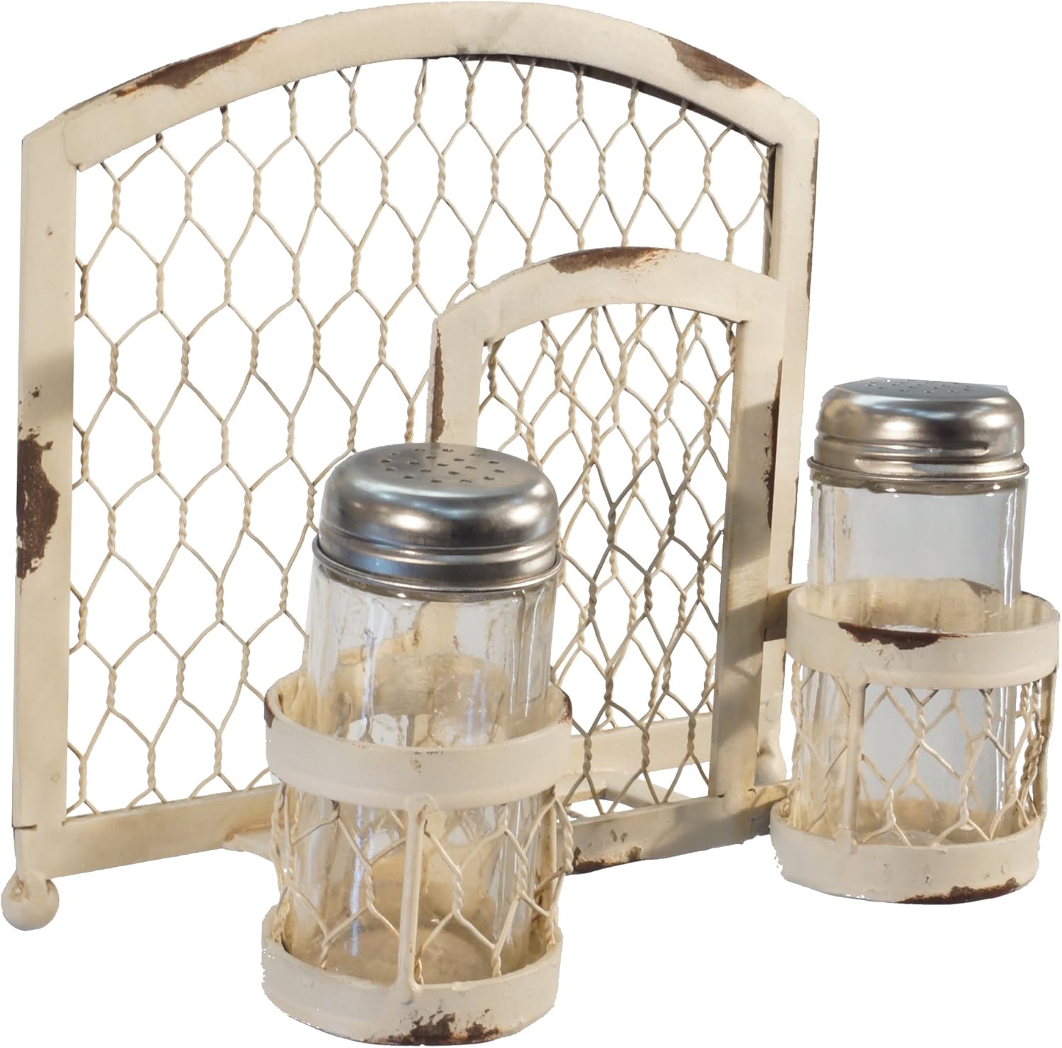 Metal Salt and Pepper Holder with Napkin Storage Kitchen