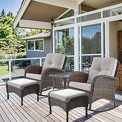 HUMMUH 5 Pieces Wicker Patio Furniture Set,Outdoor