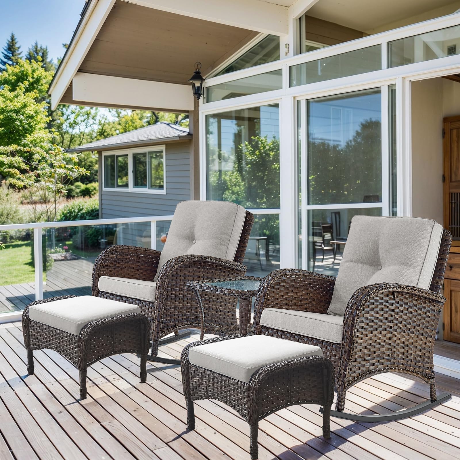 HUMMUH 5 Pieces Wicker Patio Furniture Set,Outdoor