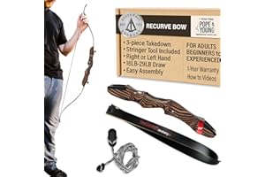 Southwest Archery Tiger Takedown Recurve Bow – Compact Fast Accurate 48”- 62" Target & Frist Bow – Right & Left Hand – Draw Weights in 14-29 lbs – Beginner to Intermediate - USA Company