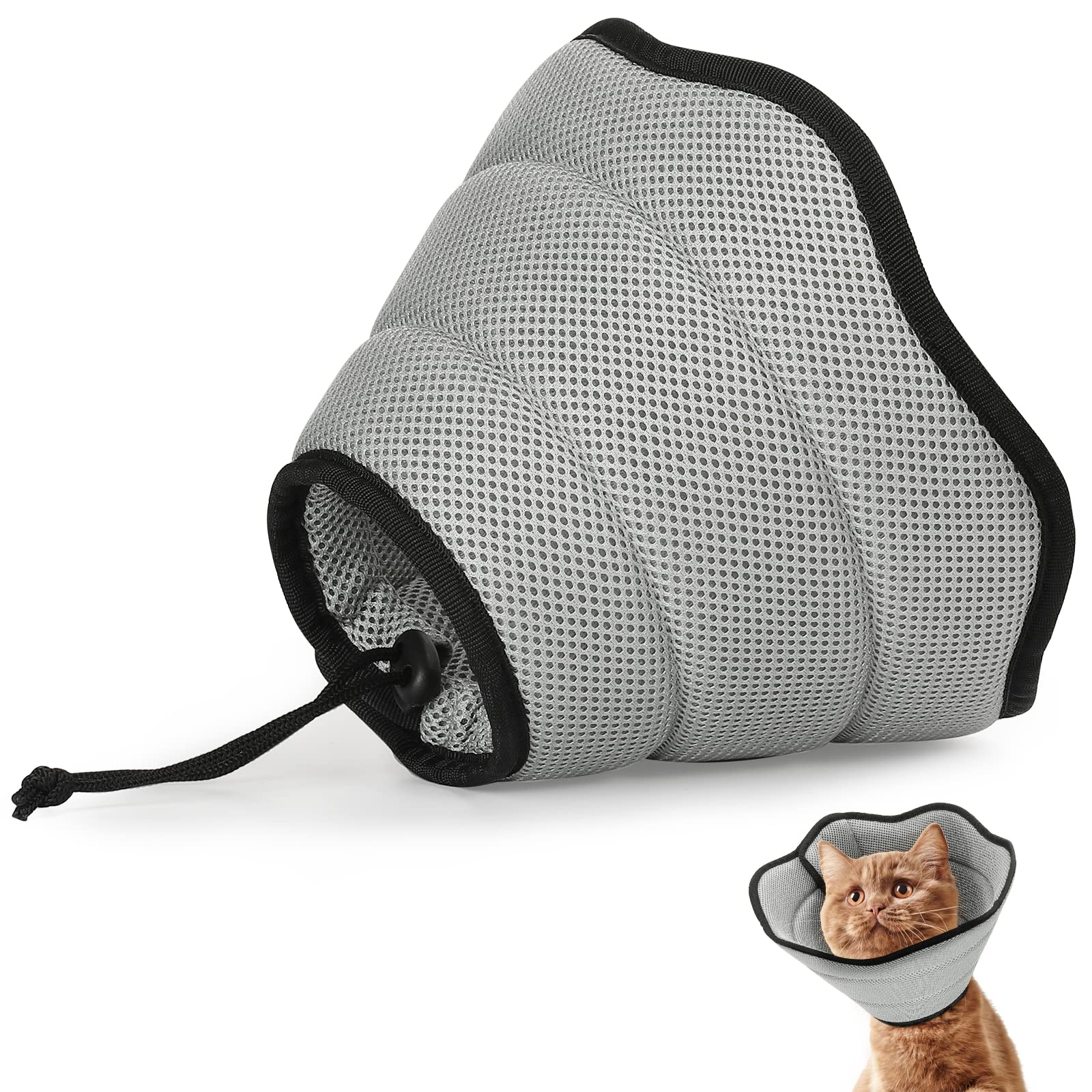 VavoPaw Pet Recovery Collar for Dogs, Soft Recovery Dog Cone Collar, Adjustable & Breathable E-Collars for Dogs After Surgery, Pet Cone Collars, XS Size, Gray