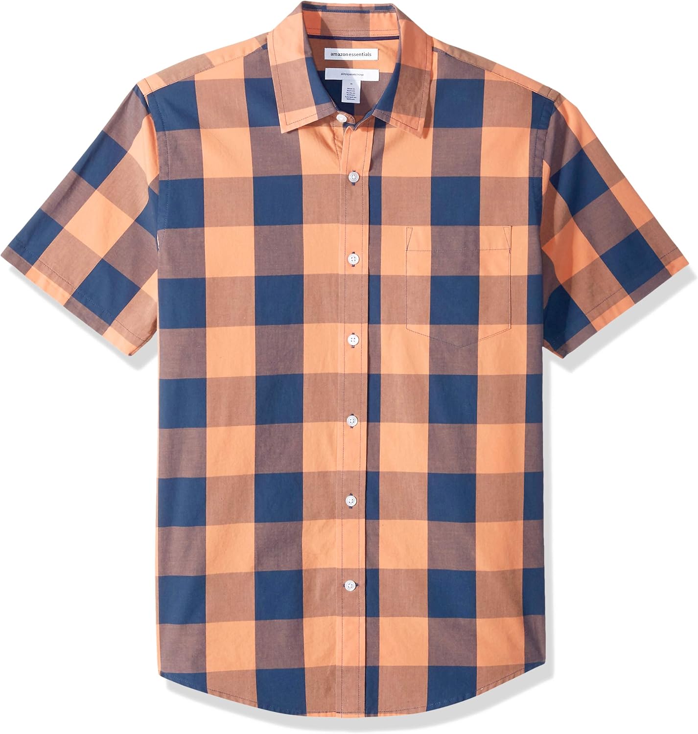  Essentials Men's Slim-Fit Short-Sleeve Casual Poplin Shirt: Clothing