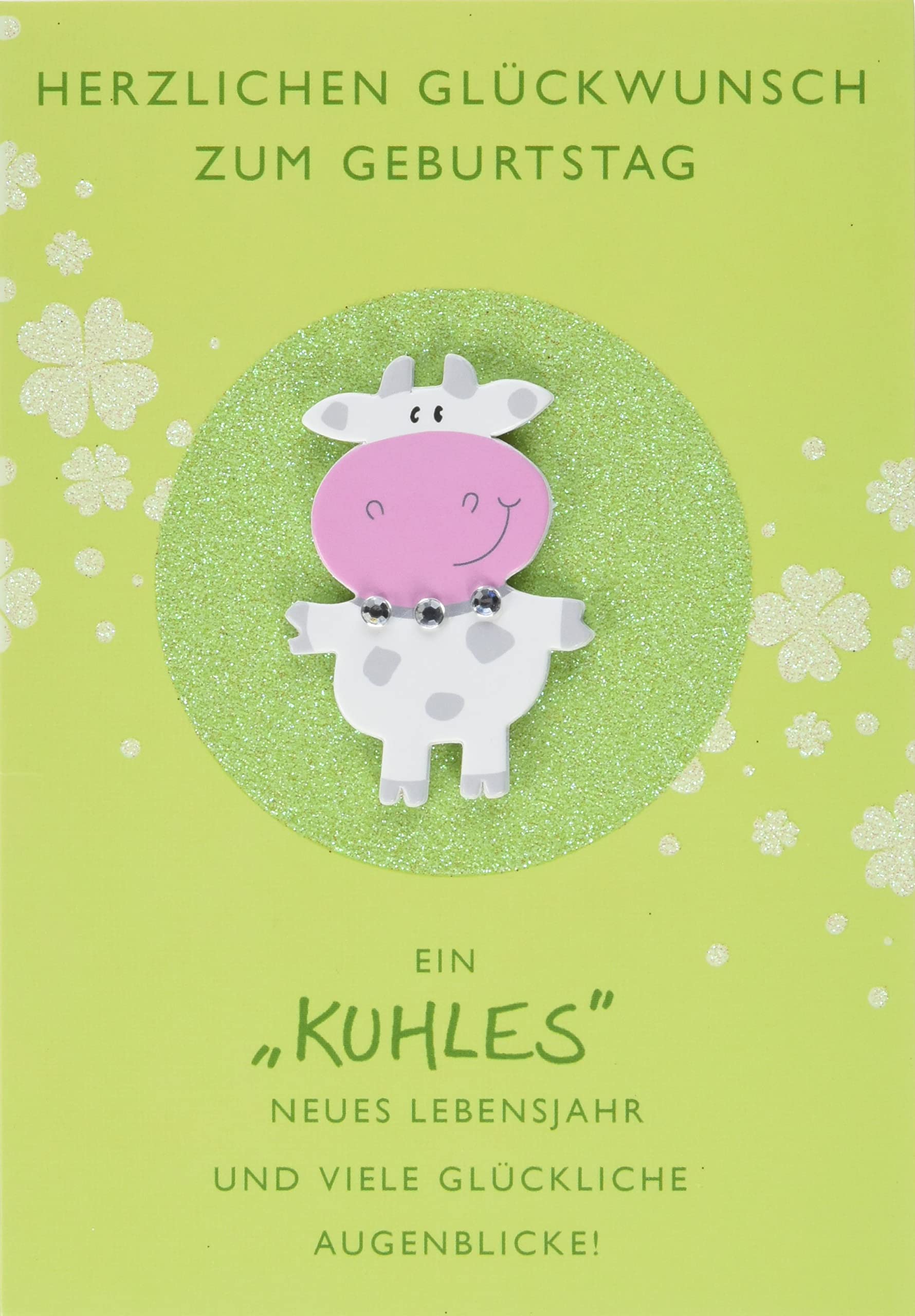 Perleberg High-Quality Birthday Card from The Lifestyle Collection with Cow Motif, "Cule" Birthday Card with Envelope, Premium Quality Birthday Cards 11.6 x 16.6 cm