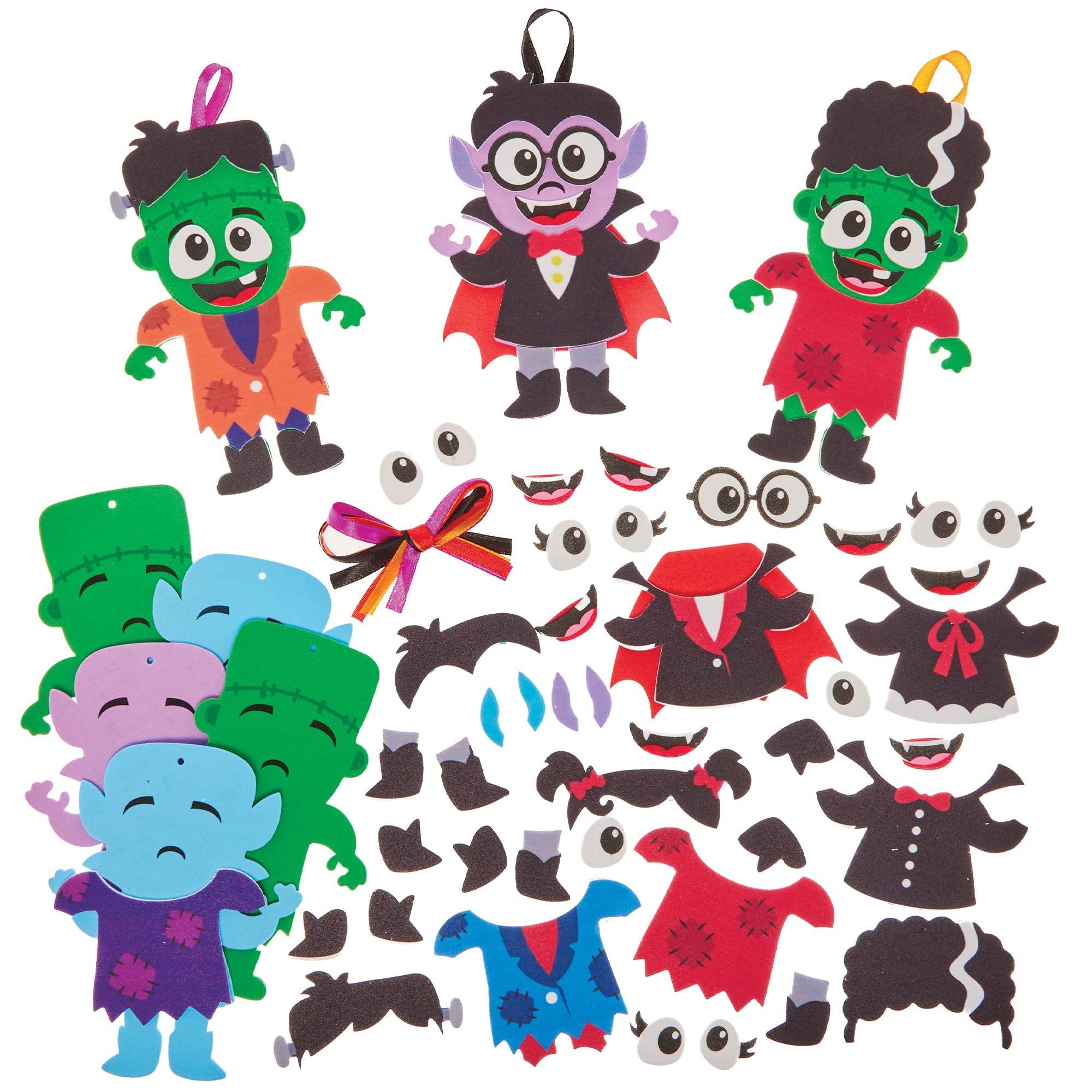 Baker Ross FX745 Vampire and Monster Decoration Kits - Pack of 8, Halloween Decoration Arts and Crafts for Kids