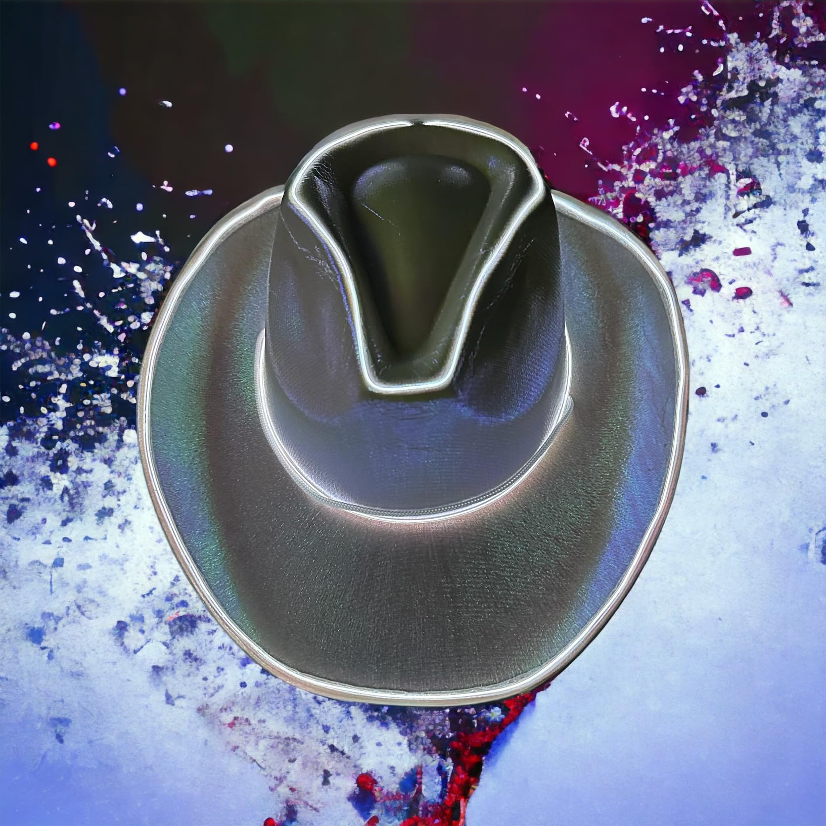 GogoRavers™ Cowboy LED Hat - Colourful Flash Light Up Fedora Costume Rave Fancy Dress Halloween EDM Festival Trippy Fun Dance Sequin Style Jazz Headwear (White)