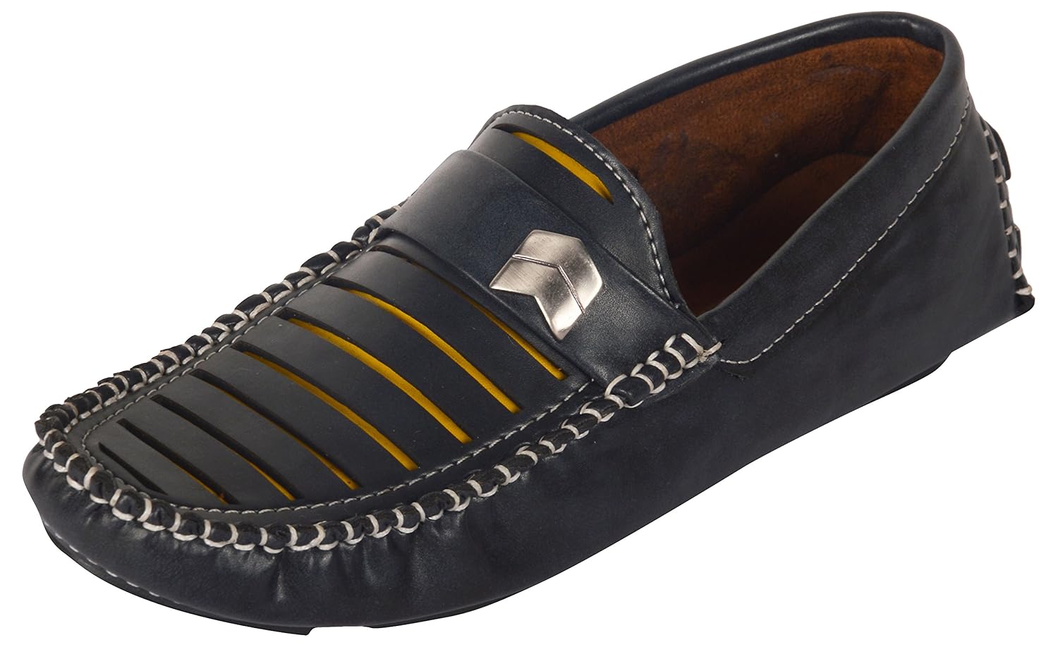 Buy With the Fashion Men's Black Leather Loafers_9 UK at Amazon.in