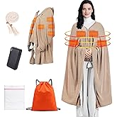 Wearable Heated Blanket Shawl 71" × 43", Includes 1× 20000mAh 22.2W Power Bank, 11 Heating Zones, 3 Heat Levels & 1–6H Timer,