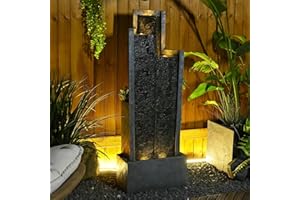 SERBILHOME Water Fountain Outdoor Garden Large 49.61 Inch Indoor Outdoor Fountain with Lights Tall Fountains Outdoor Back Yard Fountains Deck Patio Decor