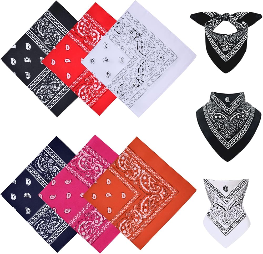 Aomig Bandana Head Scarf Mens Women Paisley Print 6 Pack Multi Use