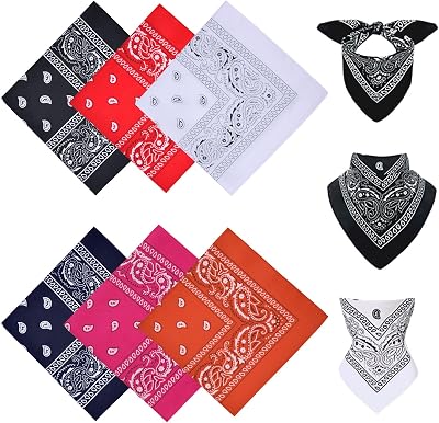 Aomig Bandana Head Scarf Mens Women Paisley Print 6 Pack Multi Use