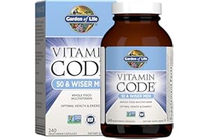 Garden of Life Multivitamin for Men - Vitamin Code 50 & Wiser Men's Raw Whole Food Vitamin Supplement with Probiotics, Vegetarian, 240 Capsules