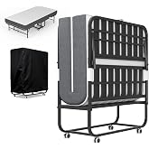 VIYET Folding Bed with Mattress,5-Inch Memory Foam Foldable Bed for Adults,500lbs Capacity Rollaway Bed with Storage Cover and Sturdy Metal Frame,Space Saving Portable Guest Bed,75"*37.4"