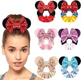 MiDoDo 6 Pack Velvet Mouse Ears Bows Hair Scrunchies Hair Ties view 1