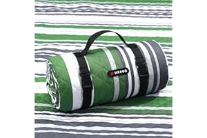 HX&OD Extra Large Picnic Blanket Outdoor 80”x80” Waterproof Picnic Mat Foldable 3-Layer Camping Blanket Portable with Carry Strap Park Blanket for Grass(Green)