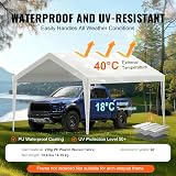 VEVOR 10x20ft Carport Replacement Canopy Cover Heavy-Duty Waterproof White view 3