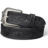DANIEL'S ARTPLANET Western Belt for Men 1.5” Wide Full Grain One Piece Leather Belt with Buckle Handmade Engraved Tooled