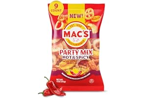 Mac's Hot & Spicy Pork Skins Party Mix - Hot & Spicy Flavored Chicharrones Pork Rinds - Party Snack - 4oz (9-Pack Party Mix)