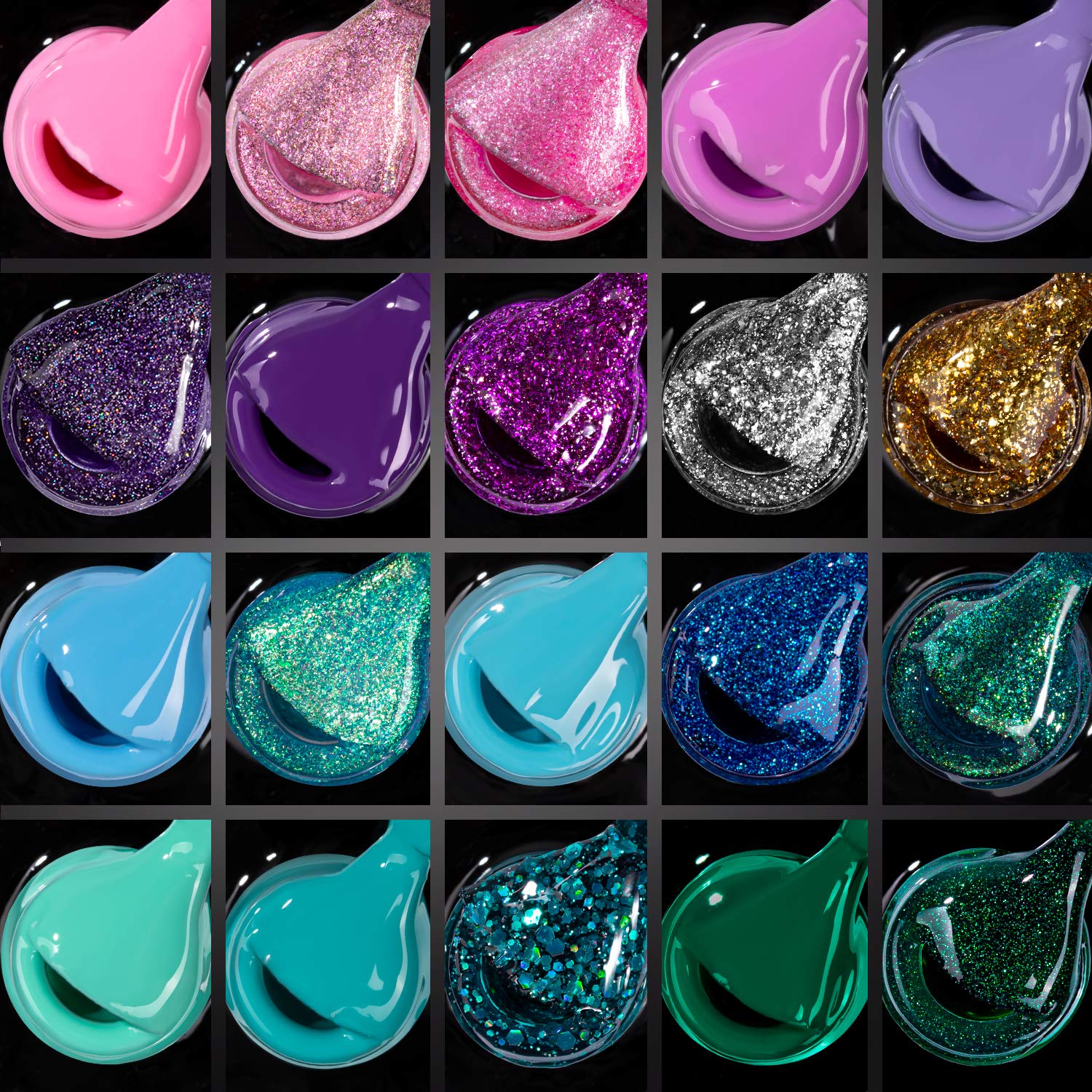 Beetles Gel Nail Polish Kit, Mermaid Mantra 20 Colors Soak Off U V Gel Polish Starter Kit with 1 Base Coat 1 Glossy & 1 Matte Top Coat 3 Nail Brushes 6 Colors Glitter 1 Mermaid Nail Stickers : Beauty