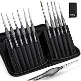 Nicpro Kolinsky Sable Miniature Paint Brushes, 11PCS Fine Detail Paint Brushes for Acrylic Watercolor, Models, Small Fine Detail Paint Brush Set for Mini Paints - Thin Artist Kit with Nylon Holder