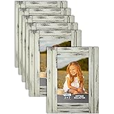 Icona Bay 5x7 (13x18 cm) Picture Frames (Creamery White, 6 Pack), Rustic Picture Frame Set, Natural Real Wood Frames, Cottage Collection