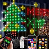 Smart Curtain Lights 400 LED, 6.6 x 6.6 FT Color Changing Halloween Christmas Fairy String Lights with APP &amp; Remote, Dynamic DIY Music Sync IP65 Waterproof for Bedroom Window Party Decor APP +Remote