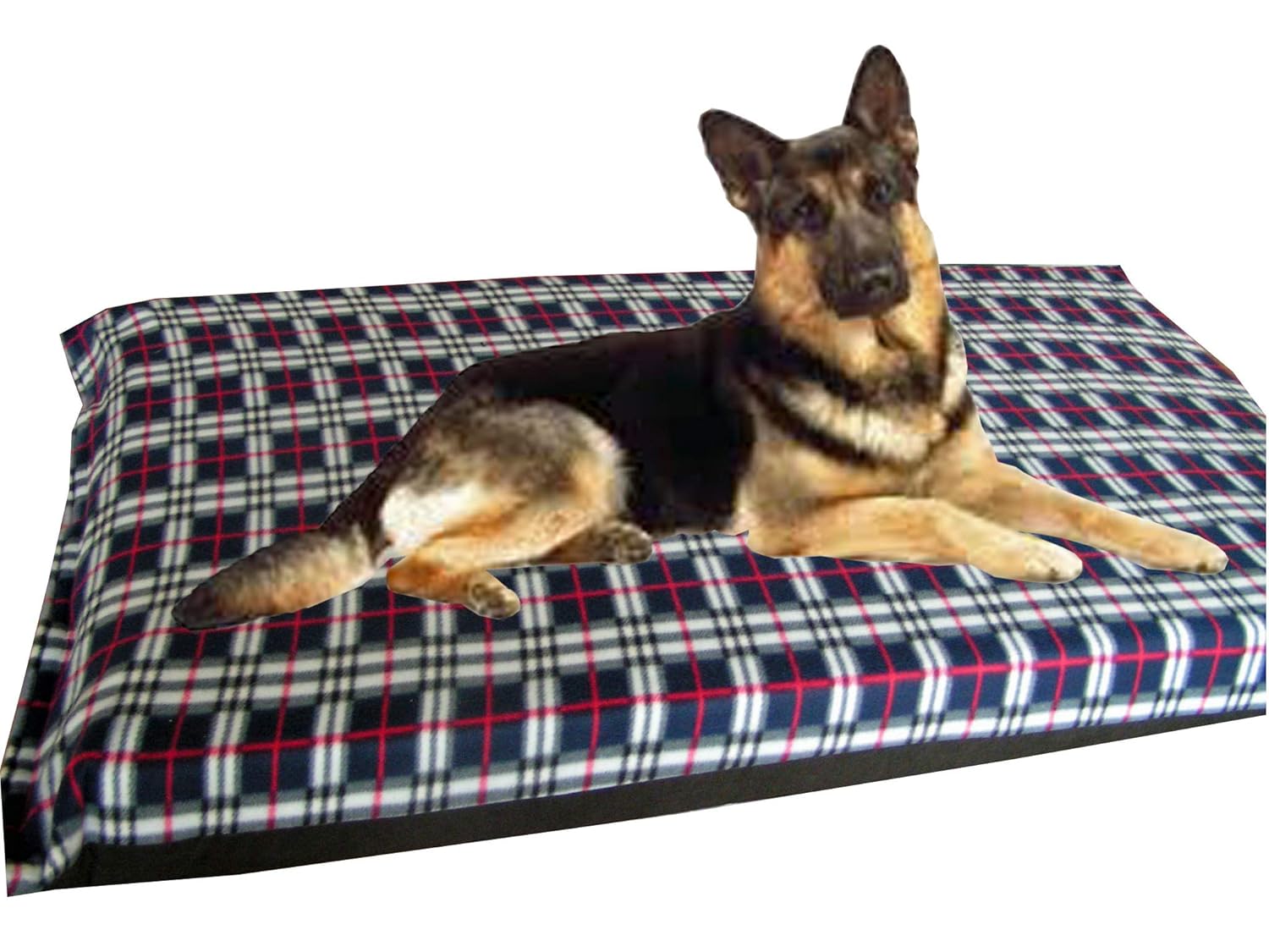 KosiPet® Navy Plaid Fleece Deluxe Large Cushion Waterproof Dog Bed,Dog