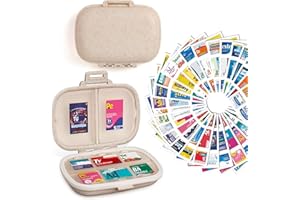 DIY Pocket Pharmacy with Medicine Labels, Travel Pill Organizer with 189 Medicine Labels & 64 White Stickers, 8 Compartments 