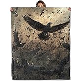 Raven Gothic Blanket 50X60 in, Flannel Throw Blankets for Travel Camping Sofa Living Room Decor, Lightweight Cozy Soft Fuzzy Gifts for Women Adults Kids