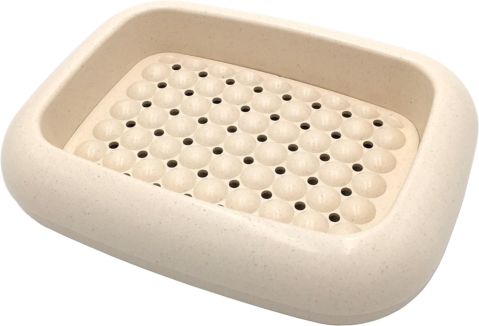 lofekea Bamboo Fibers Plastic Draining Soap Dish for Bathroom and Shower Morden Soap Tray Bar Soap Box Soap Holder with Drain