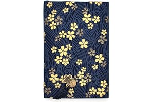 BLBMH A6 Book Covers Planner Cover Protector Fit for 4x6 inch Adjustable Travelers Notebook Cover Fabric Softcover Protector for Women Book Lovers Gifts - Blue Sakura 6in