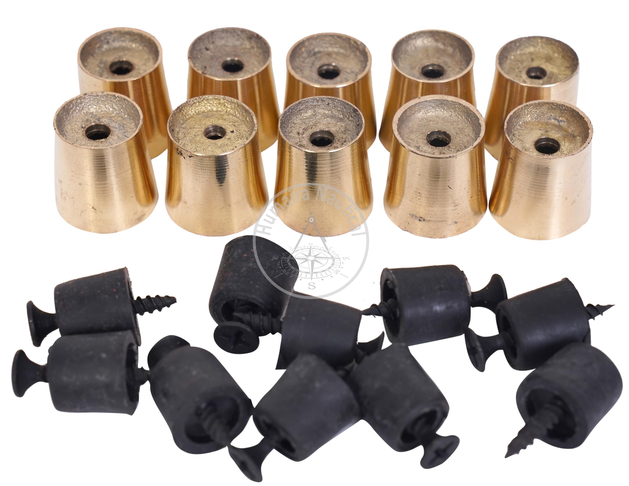 Brass Cane Spare Tip - Set of 10: Enhance and Restore Your Walking Stick - Solid Brass Construction Walking Cane - Nostalgic Vintage Cane Accessories Collection