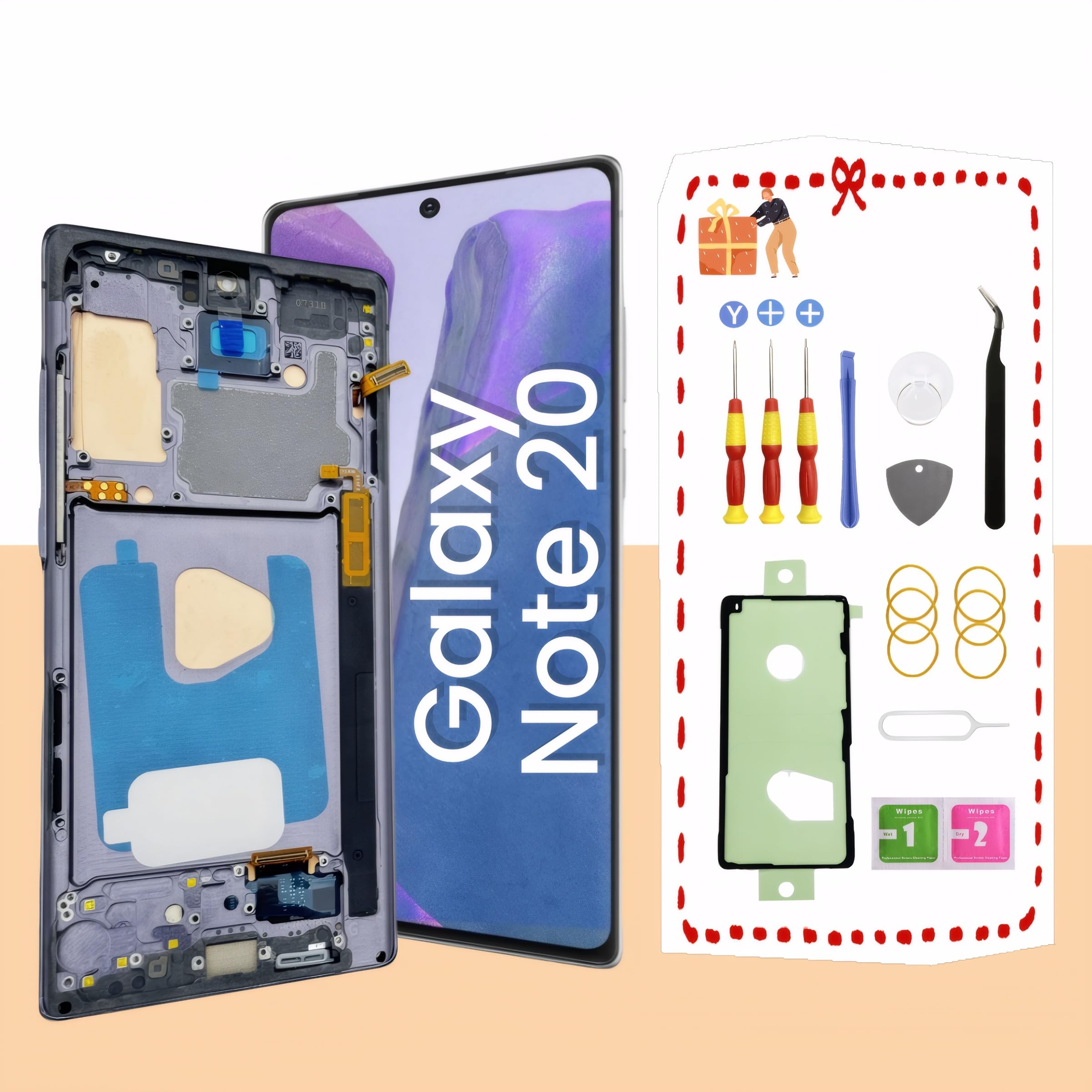Photo 1 of LNONLS AMOLED Galaxy Note20 5G LCD Display Screen Assembly Replacement 4G for Samsung Note 20 Touch Digitizer Screen with Frame Toolkits N981U N981W (Gray)