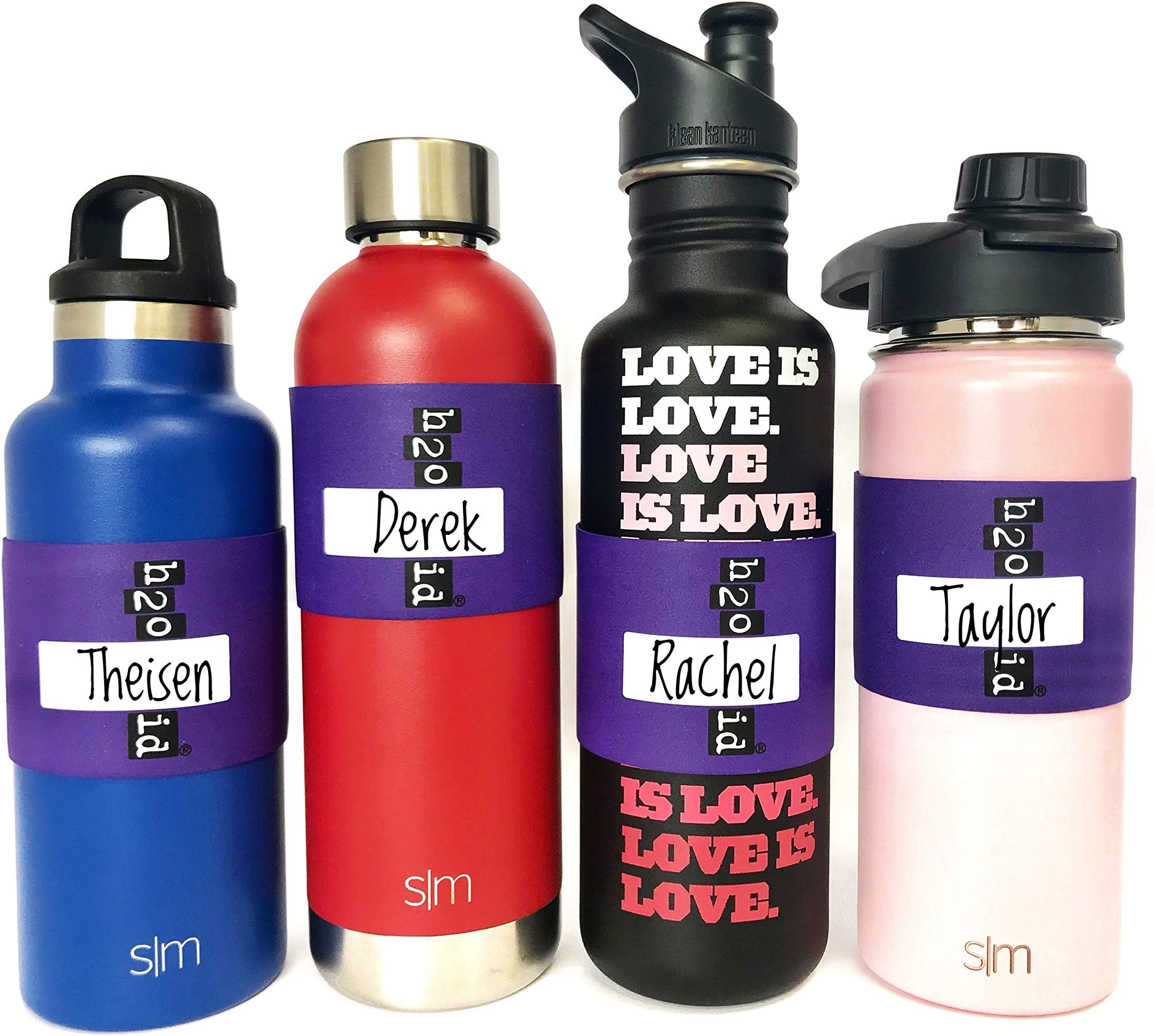 H2O ID 12 Band Party Pack Personalize and Label Drinks: Water Bottes, Reusable Bottles & Cups, a Drinking Glass, Beer, Cocktails