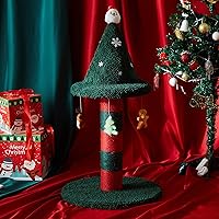 LUCKITTY Cat Scratching Post Christmas Tree Music Box Included with 4 Catnip Hanging Plush Toys- Rotating Interactive Cat Scr