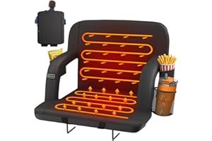 HOPERAN Dual-Sided Heated Stadium Seats for Bleachers with Back Support, 3 Levels Heating Stadium Seating for Bleachers Seat with Backrest, 5 Pockets Portable Stadium Chair for Outdoor