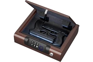 Gun Safe,Biometric Gun Safe for Pistols 3-Ways unlock Safe Fingerprint Digital PIN Key Unlock with Voice, Gun lock box for Cloakroom living room Bedroom Nightstand and Car BILLCONCH - Antique Bronze