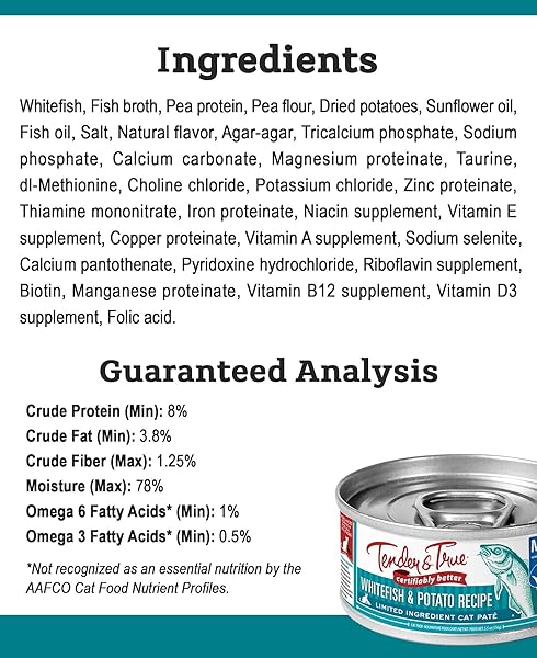 TENDER & TRUE OCEAN WHITEFISH & POTATO RECIPE CANNED CAT FOOD, 5.5 OZ, CASE OF 24, 34021