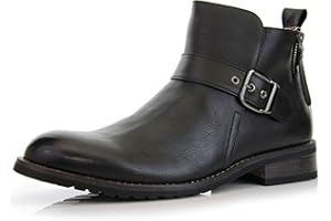 Ferro Aldo Mens Casual Mens Casual Engineer Zipper and Buckle Motorcycle Boots