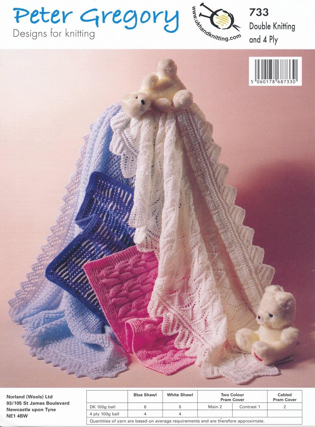 Knitting Pattern for Doll or Baby Blankets, Choose from 4 Designs to Create, Pattern Number: 733