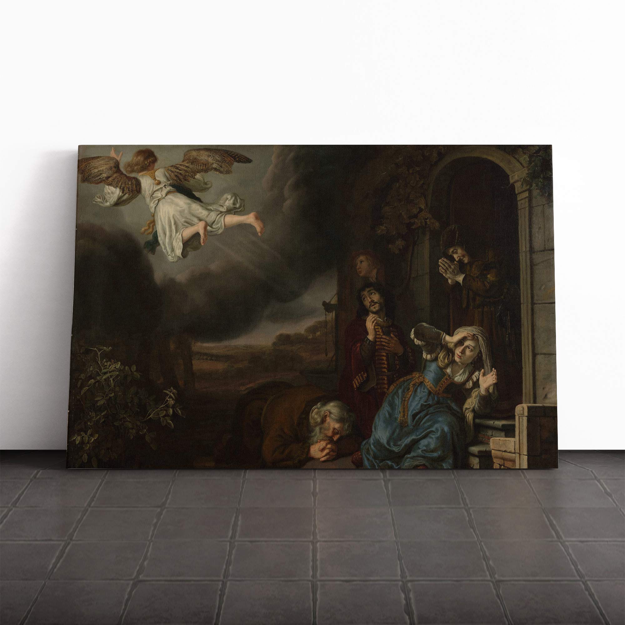 Jan Victors The Angel Taking Leave Canvas Print | Gallery Wrapped 30mm Frame Wall Art | 20x14 inches | Ready to Hang | Modern Religious Picture | Living Room Bedroom Lounge Office