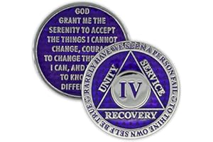 THE TOKEN SHOP 4 Year Sobriety Coin | Legacy AA Chip | Thick Triplate Recovery Anniversary Token (Purple)