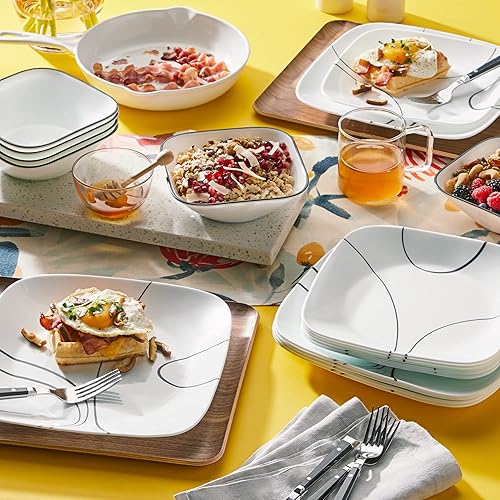 HOT Corelle Dinnerware 16 Piece Square Dinnerware Set 16