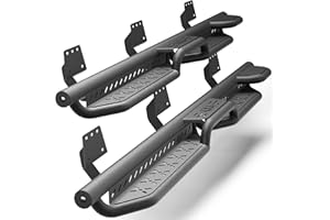 LONGSUN Running Boards Side Steps Two Raised Step Compatible with 2019-2025 Dodge Ram 1500 Crew Cab(4 Doors ONLY) (No for Classic), 2 Stairs Side Step Rails Coated Black Carbon Steel Nerf Bars