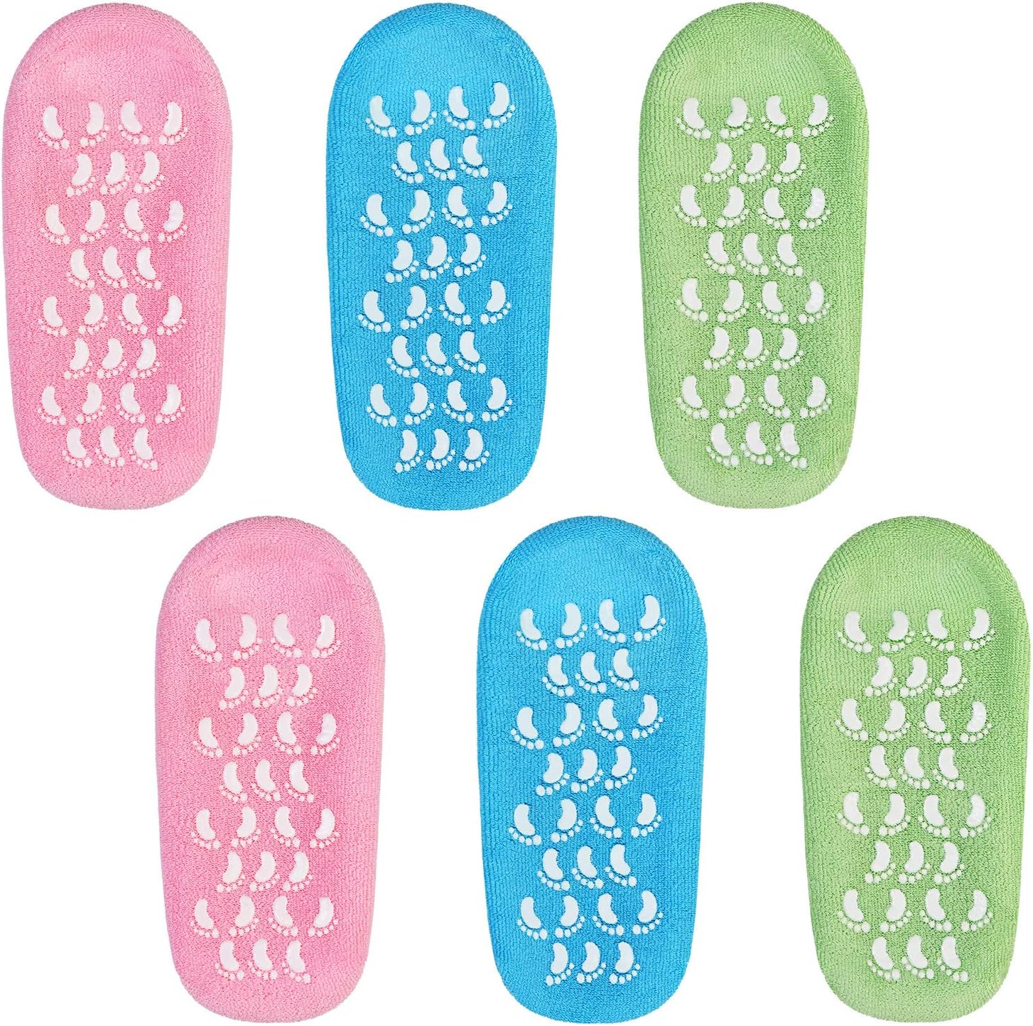 3 Pairs Moisturising Socks Cotton Moisture Improve Socks Foot Spa Socks with Footprint Design