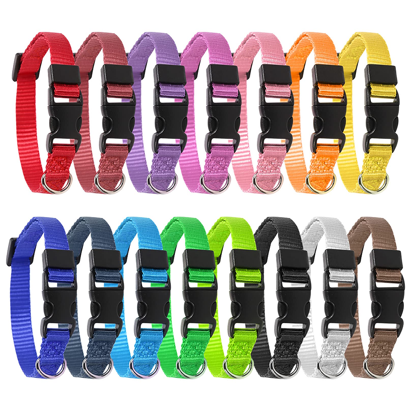 Heyu-Lotus 15 Pack Puppy Collars, Adjustable Puppy Whelping Collars Small Dog Safety Soft Nylon Pet Welping for Small Dogs And Cats, Assorted Colors