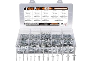 Trivd Frol 620pcs Pop Rivets Assortment Kit, 14 SAE Sizes Aluminum Blind Rivets (3/32" 1/8" 5/32" 3/16" 1/4") with Reinforced Label Case for Automotive, Aviation, Furniture, etc