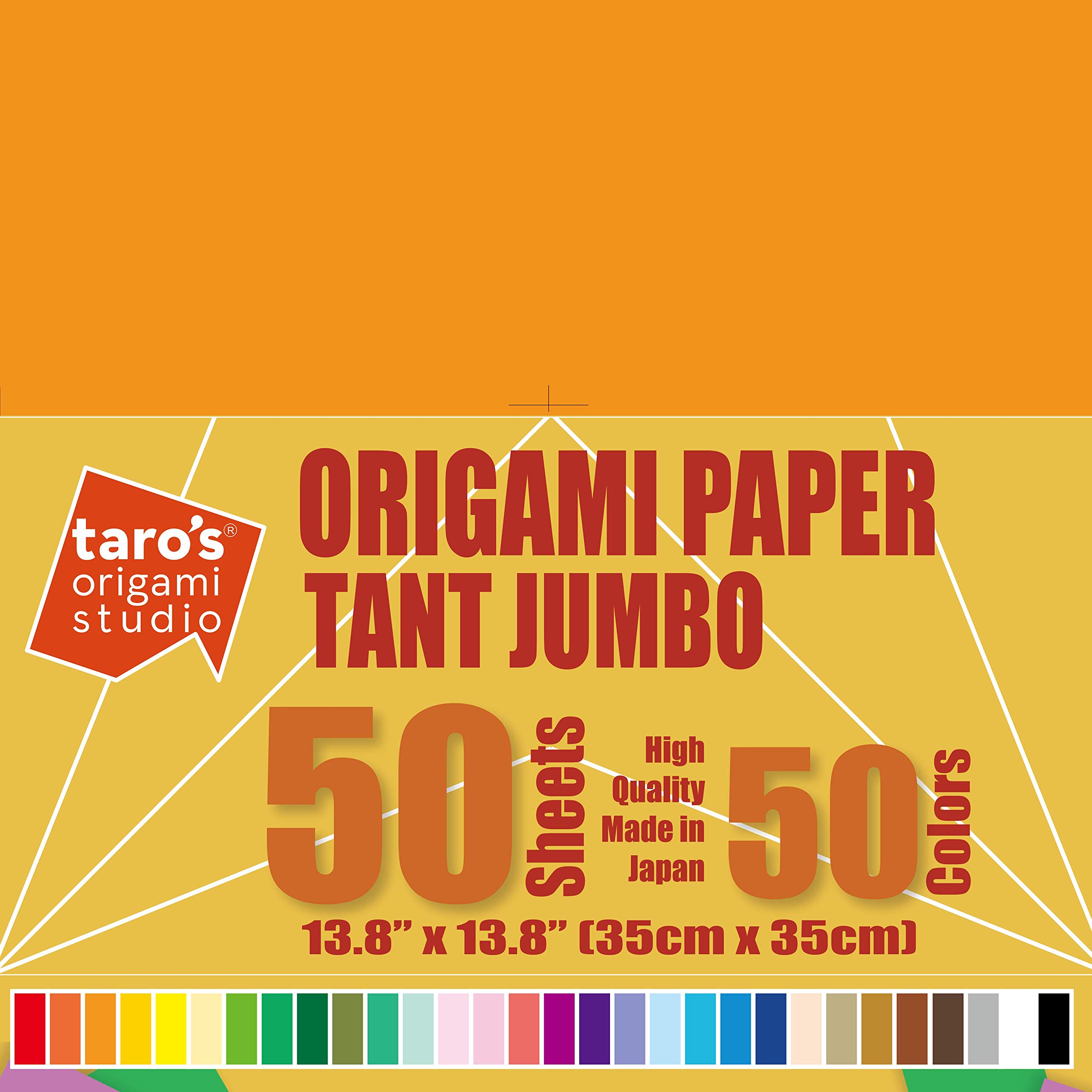 [Taro's Origami Studio] TANT Jumbo 13.4 Inch Double Sided 50 Colors 50 Sheets Square Easy Fold Premium Japanese Paper for Origami Artist from Beginner to Expert (Made in Japan)
